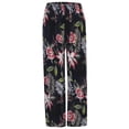 thumbnail image 5 of Cropped Pants for Women Spring Summer Lightweight Floral Print Elastic High Waist Wide Straight Leg Stretchy Boho Pants, 5 of 8