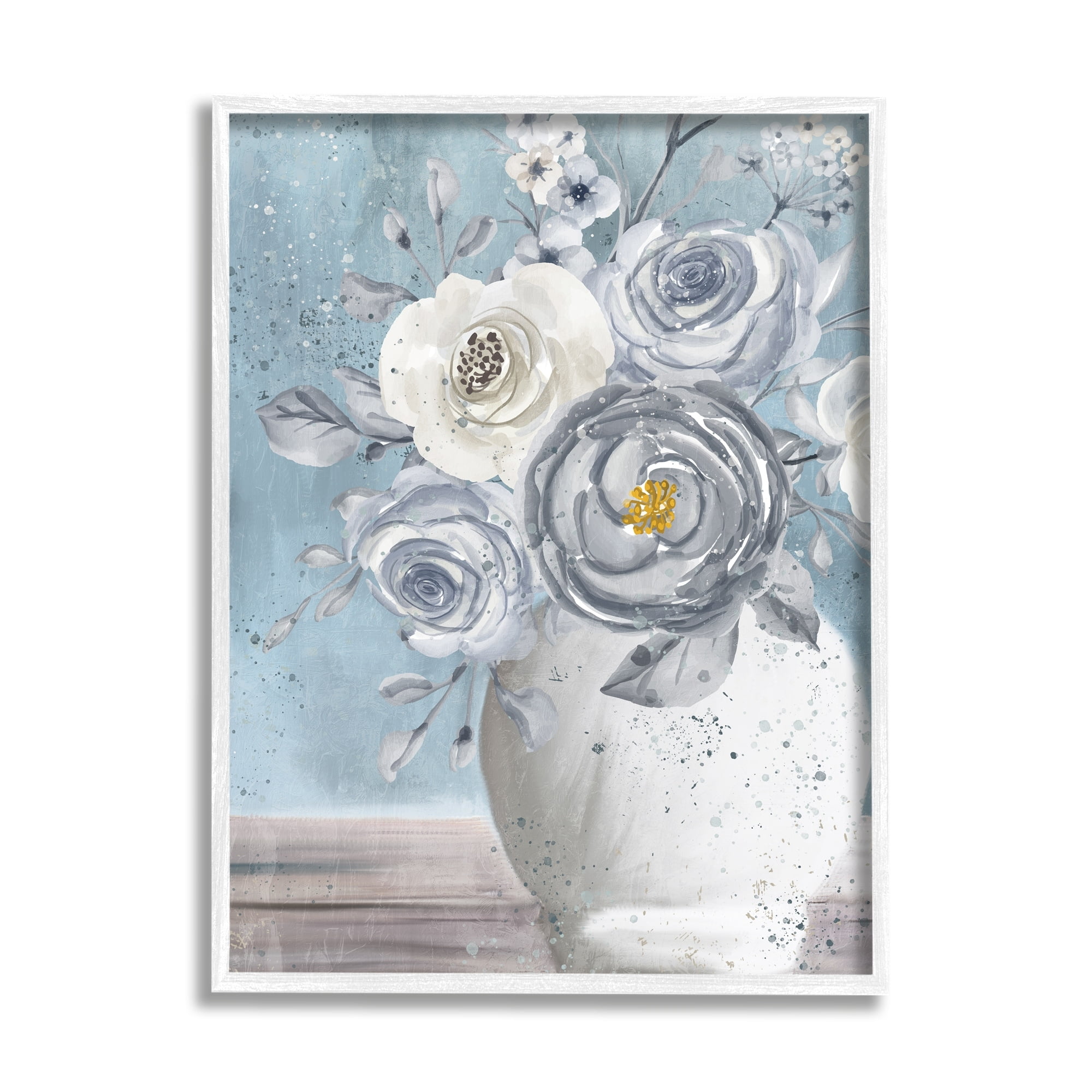 Stupell Industries Speckled Flower Arrangement Vase Varied Full Blooms Painting White Framed Art Print Wall Art, Design by Kim Allen