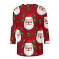 thumbnail image 6 of LiMoi Women's Festive Round Neck Santa Print Three-Quarter Sleeve Shirt Top Tees T-Shirt Blouse Tshirt Tshirts Shirts My Items, 6 of 7