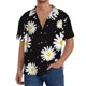thumbnail image 1 of Balery Daisies Flowers Camisa Casual de Manga Corta con Botones para Hombre, Texturizada, Estilo Cubano, para Playa, Verano-Large, 1 of 5