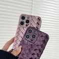thumbnail image 5 of Electroplated Woven Pattern Solid Color Phone case, Light Luxury Style, electroplated Soft Shell, Anti-Drop, for iPhone 15 14 13 12 Pro Max Plus Phone Case (Pink,iPhone 12), 5 of 7