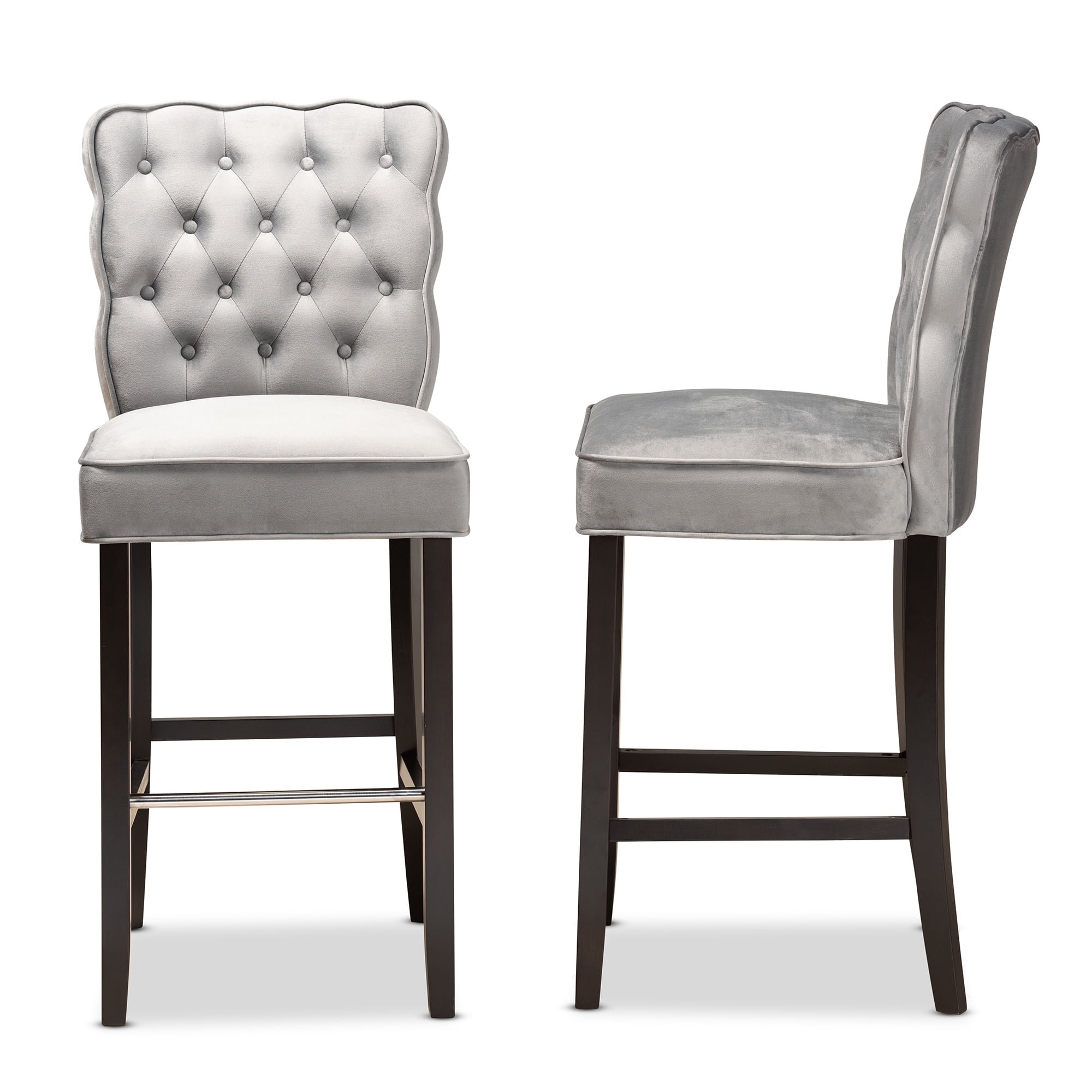 Baxton Studio Daphne Bar Stool, Dark Grey, Set of 2