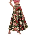thumbnail image 2 of 2026 New Limit-time Offer, Women's Casual Maxi Skirt High Waist Printed Boho Elastic Waist Long Skirt with Pockets A Line Ruffled Hem Stretchy Bodycon for Office Beach Party, 2 of 7