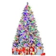 thumbnail image 1 of Patiojoy 7 FT Pre-lit Artificial Christmas Tree, Snow-flocked Xmas Tree with 320 Multi-color LED Lights, 8 Lighting Modes, 1 of 10