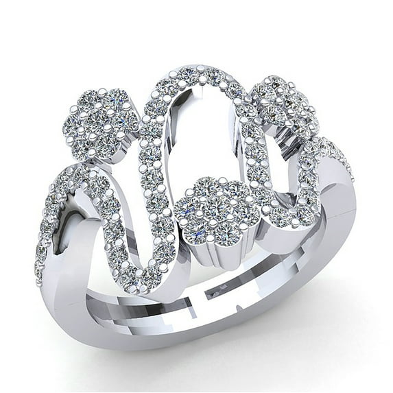 Natural 0.5ct Round Cut Diamond Ladies Flower Wavy Anniversary Wedding Band Solid 18K Rose, White or Yellow Gold H SI2