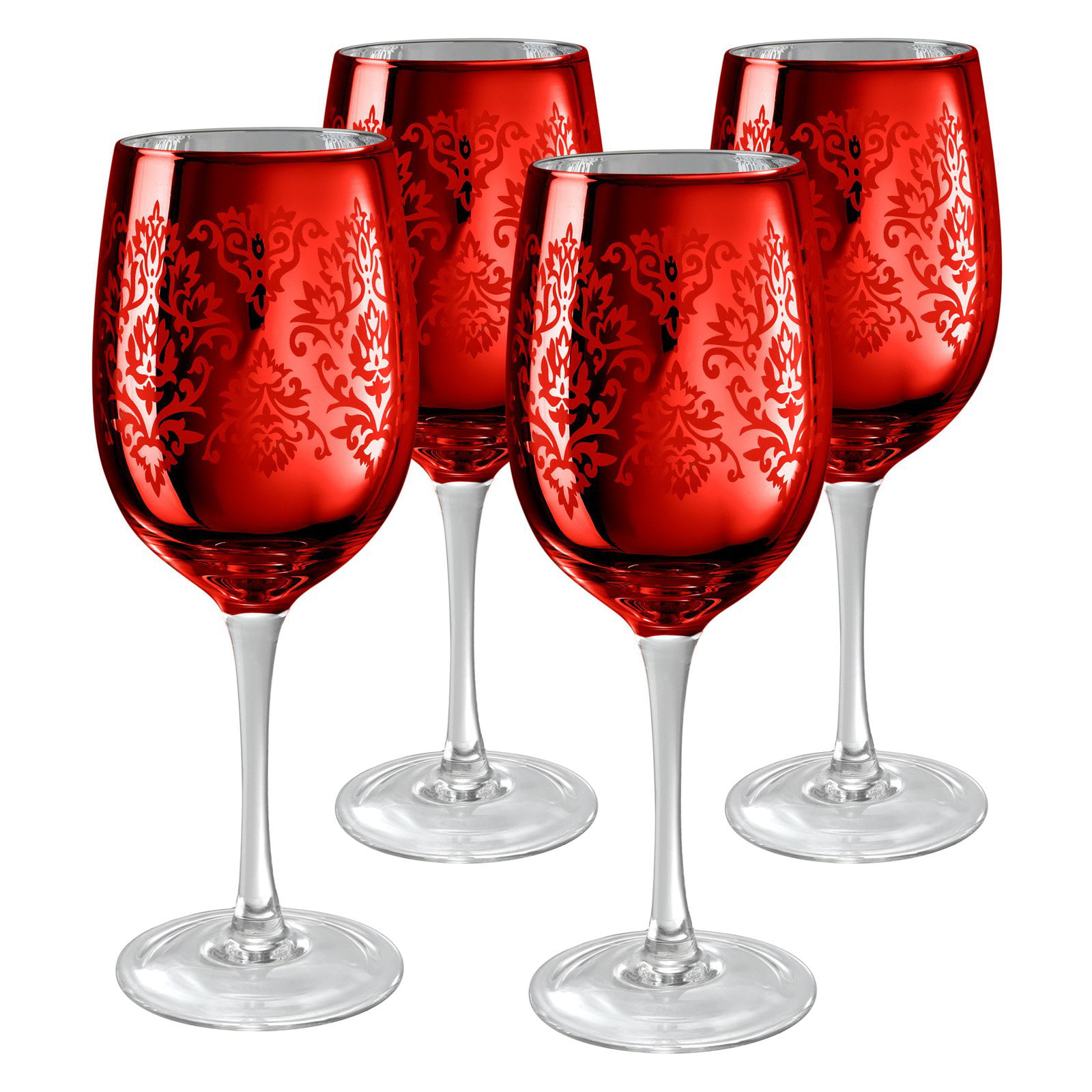 Artland Inc. Red Brocade Wine Glasses - Set of 4 