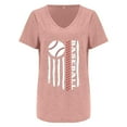 thumbnail image 4 of T-Shirt à Manches Courtes pour Femmes Liquidation T-Shirt en Chiffon pour Femmes T-Shirt de Baseball Imprimé Lettres de Baseball Col en V Manches Courtes, 4 of 4
