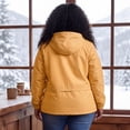 thumbnail image 4 of Abrigo de trench con capucha para mujer de tallas grandes Agnes Orinda, resistente al viento, con cierre de cremallera y botones, chaqueta de invierno con bolsillos 3X dorada, 4 of 5