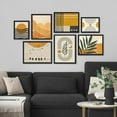 thumbnail image 3 of PixonSign Framed Canvas Print Wall Art Set - Mid-Century Pastel Circles Forest Plants Landscape Poster Art - Geometric Print Gallery Set of 7 Abstract Digital Art Wall Décor for Home - Black, 3 of 5