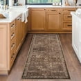 thumbnail image 4 of Vintage Floral 2x6 Runner Rug Reddish Brown Boho Washable Kitchen Runner Rug Non-Slip Hallway Runners Thin Printed Faux Wool Super Soft Carpet for Entryway Laundry Room Bedroom Indoor, 4 of 9