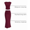 thumbnail image 4 of Conjunto de Falda PRETTYGARDEN Top Corto y Falda Larga Vino Tinto Talla Grande, 4 of 9