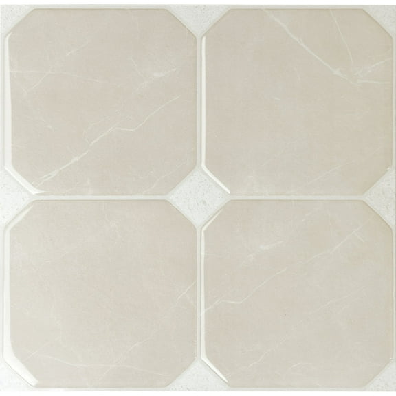 Smart Tiles Peel and Stick Backsplash, 5 Adhesive Tiles, Betera Beige/White, 7.75"x7.75"