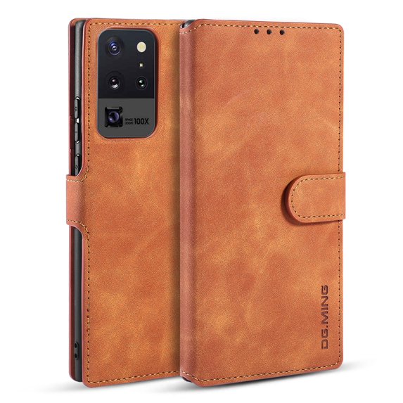Galaxy Note 20 Ultra Wallet Case, Allytech Premium PU Leather Folding Stand Folio Flip Magnetic Closure Wireless Charging Support Retro Book Cover for Samsung Galaxy Note 20 Ultra, Brown