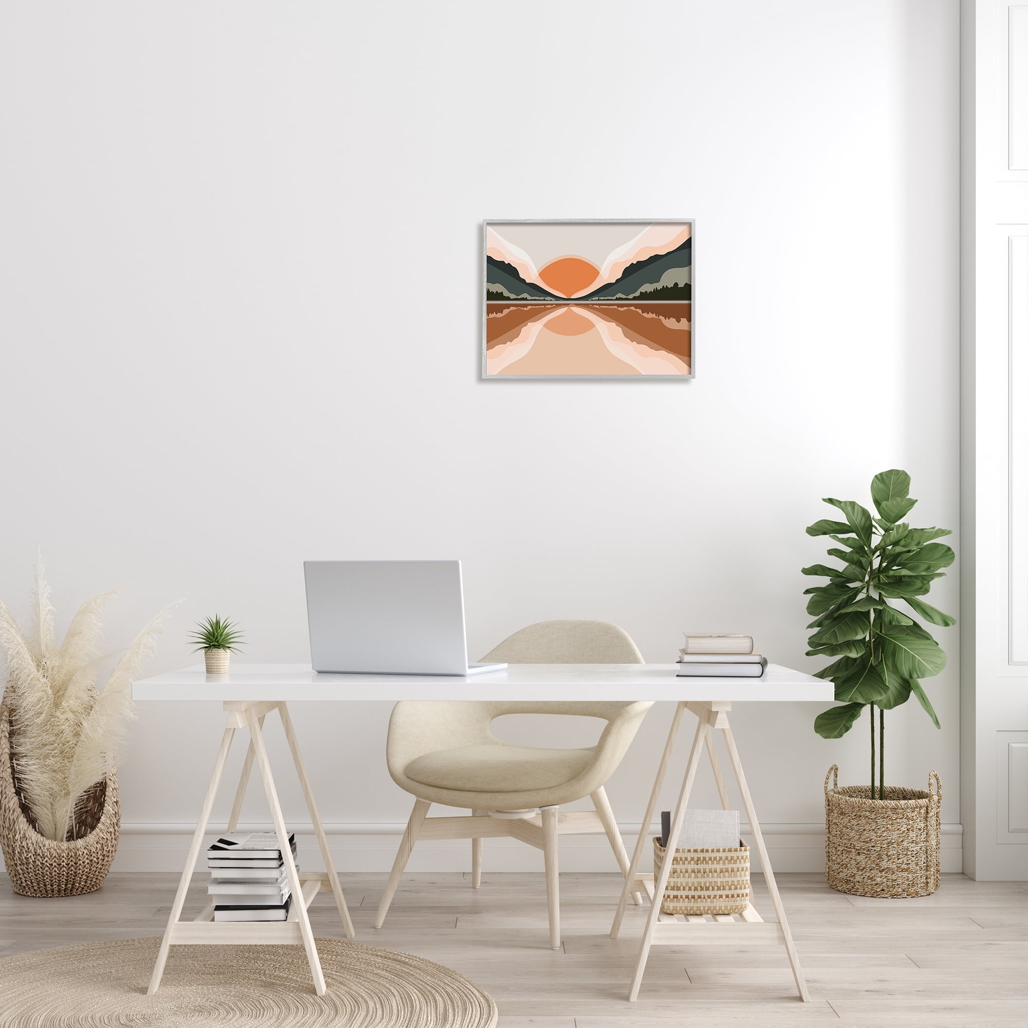Stupell Industries Misty Sunrise Geometric Green Mountain Lake Reflection, 16 x 20, Designed by Ros Ruseva