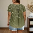thumbnail image 4 of Cinvoph T-Shirts d'Été Grande Taille pour Femmes Col Rond Imprimé Manches Courtes Hauts Décontractés Blouses de Bureau Amples, 4 of 6