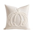 thumbnail image 3 of Fall Decorations Tufted Pumpkin Pillow Cover, 18x18 Inch Cream Linen Throw Cushion Case for Sofa & Bed, Autumn Harvest Accent (Insert Not Included) A, 3 of 6