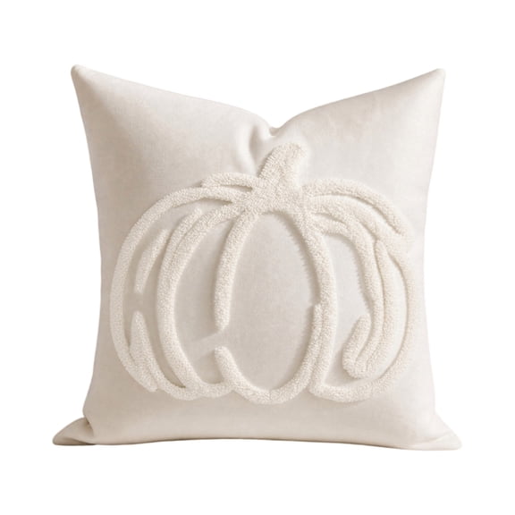 Pumpkin Throw Pillow Cover 1PC,18x18inch Soft Plush Embroidered Halloween Fall Decor for Farmhouse Thanksgiving