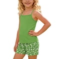 thumbnail image 5 of ITSAME Girls Outfits 2-Piece, Thin Camisole and Floral Print Shorts Summer Casual Home Clothes Set Green Size 4-5, 5 of 7