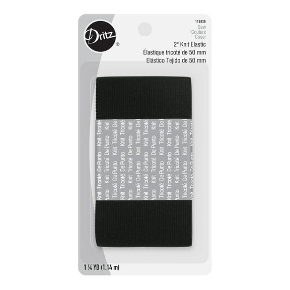 Dritz 2" Sewing & Crafting Knit Elastic Black 1.25 Yards