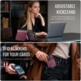 thumbnail image 5 of Case For iPhone 13 Pro Max RFID Blocking Compatible With MagSafe Detachable 2 In 1 Wallet With Card Holder,PU Leather Case,  Holder Kickstand Magnetic Protective Women Men Cover,Wine red, 5 of 9