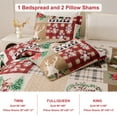 thumbnail image 7 of Smuge Christmas Quilt Sets King Size Deer Bedding Sets Snowflake Wreath Xmas Bedspread Lightweight Coverlet with 2 Pillow Shams, Red Beige Green, 7 of 7