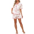 thumbnail image 2 of INSPIRE CHIC Womens Pajama Sets Ruffle Trim Cute Built-in Shelf Bra Button Down Tops with Shorts Sleepwear Lounge Sets M Light Pink, 2 of 6