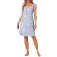 thumbnail image 2 of Noche de inspiración para mujeres, camisón sin mangas, pijama impreso, camisetas de cuello redondo, vestido de tirantes con tirantes anchos y bolsillos, XS, estrellas grises, 2 of 6