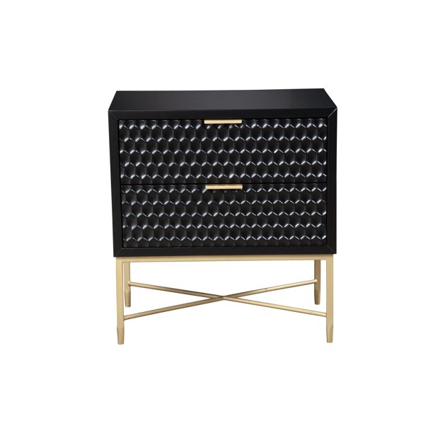 Black Pearl Nightstand Com Black Pearl Nightstand Com, Textured Gold Accent Bedside Table