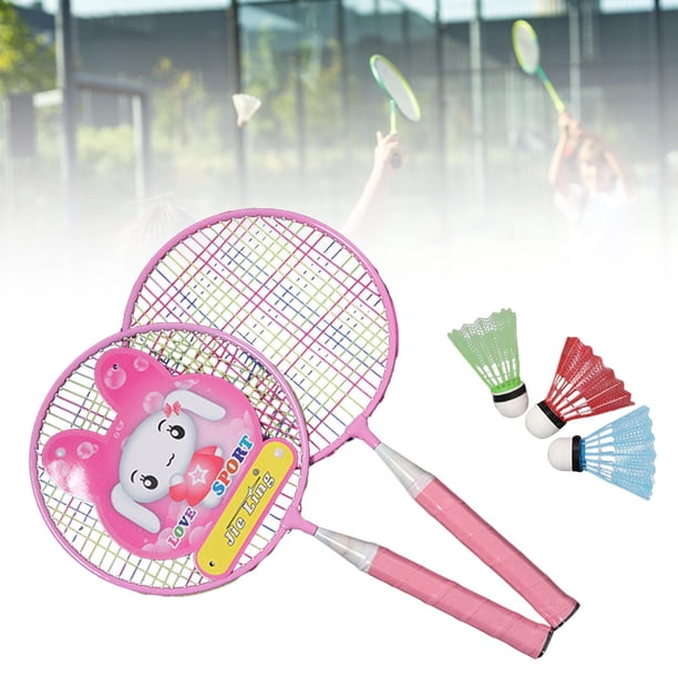 Lot De 2 Raquettes De Badminton Pour Enfants – Cadre En Fer, Manche Bois, Longueur 67cm, Légères Et Résistantes, Pour Jardin Et Plage