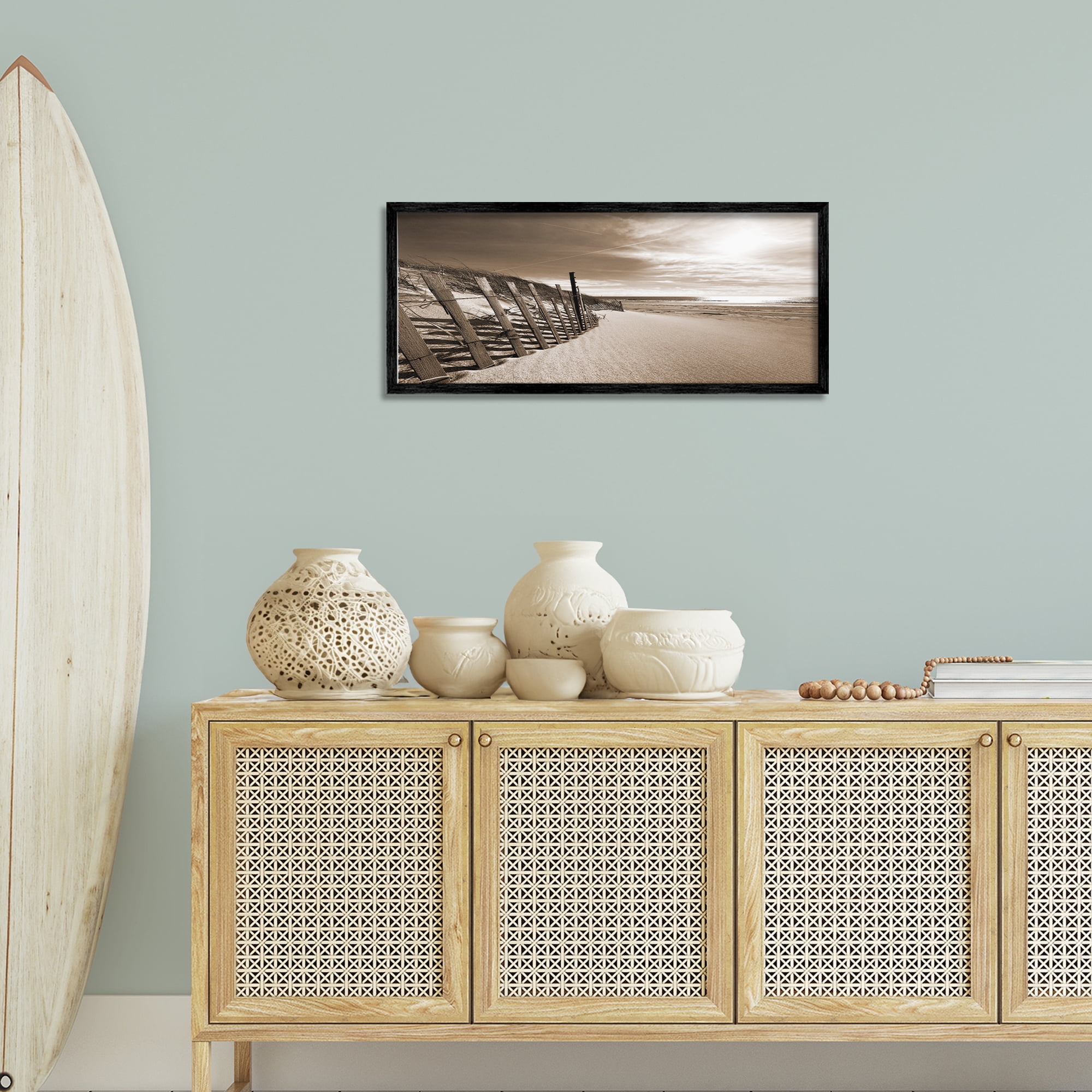 Stupell Industries Serene Sands View Landscape Photography Black Framed Art Print Wall Art, 30 x 13