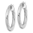 thumbnail image 3 of Auriga Fine Jewelry 925 Sterling Silver Rhodium-plated 3x29mm Diamond-cut Twisted Tube Hoop Earrings for Women, 3 of 5