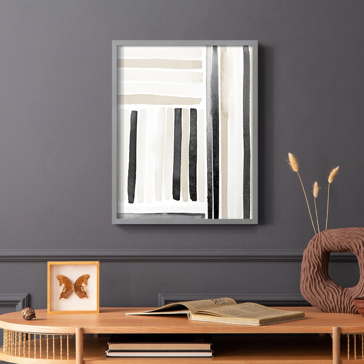 Neutral Lines I in Gray Solid Wood 16 x 20 Framed Print