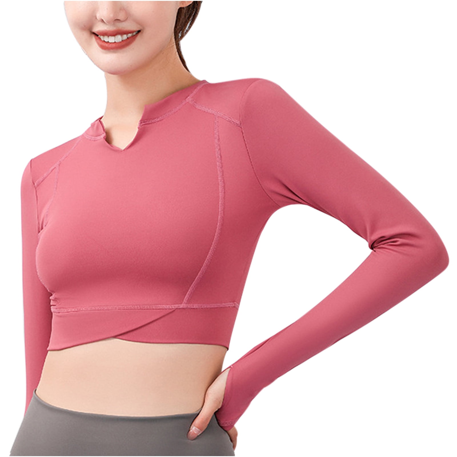Women's Workout Long Sleeve Crop Top Workout Shirts Workout T