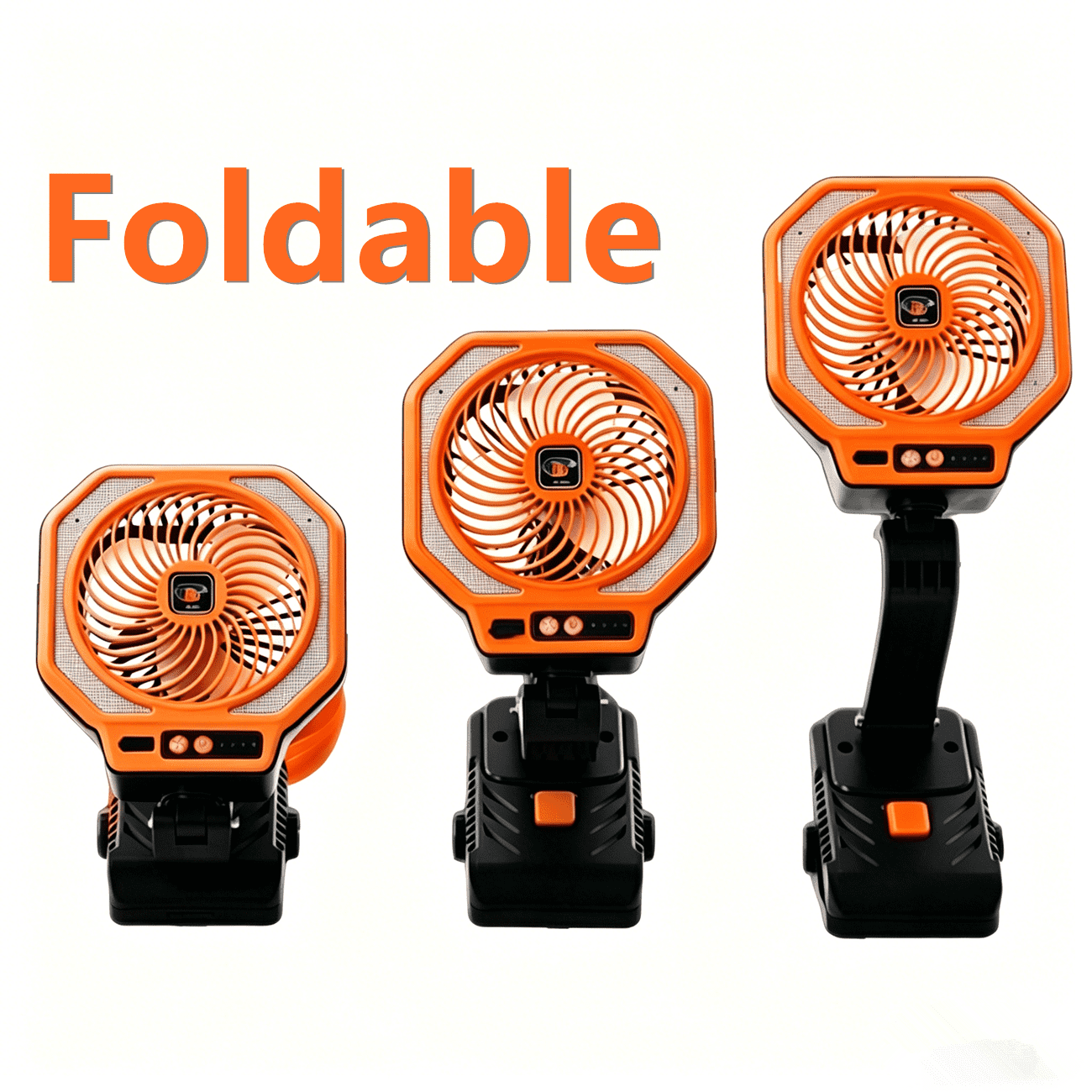 USB Rechargeable Camping Fan Portable Outdoor Foldable 3 Levels Tent Fan W/ LED Light