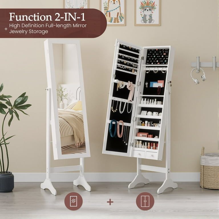 edx Full-Length Mirror Jewelry Cabinet, Organizer, 3 Angle