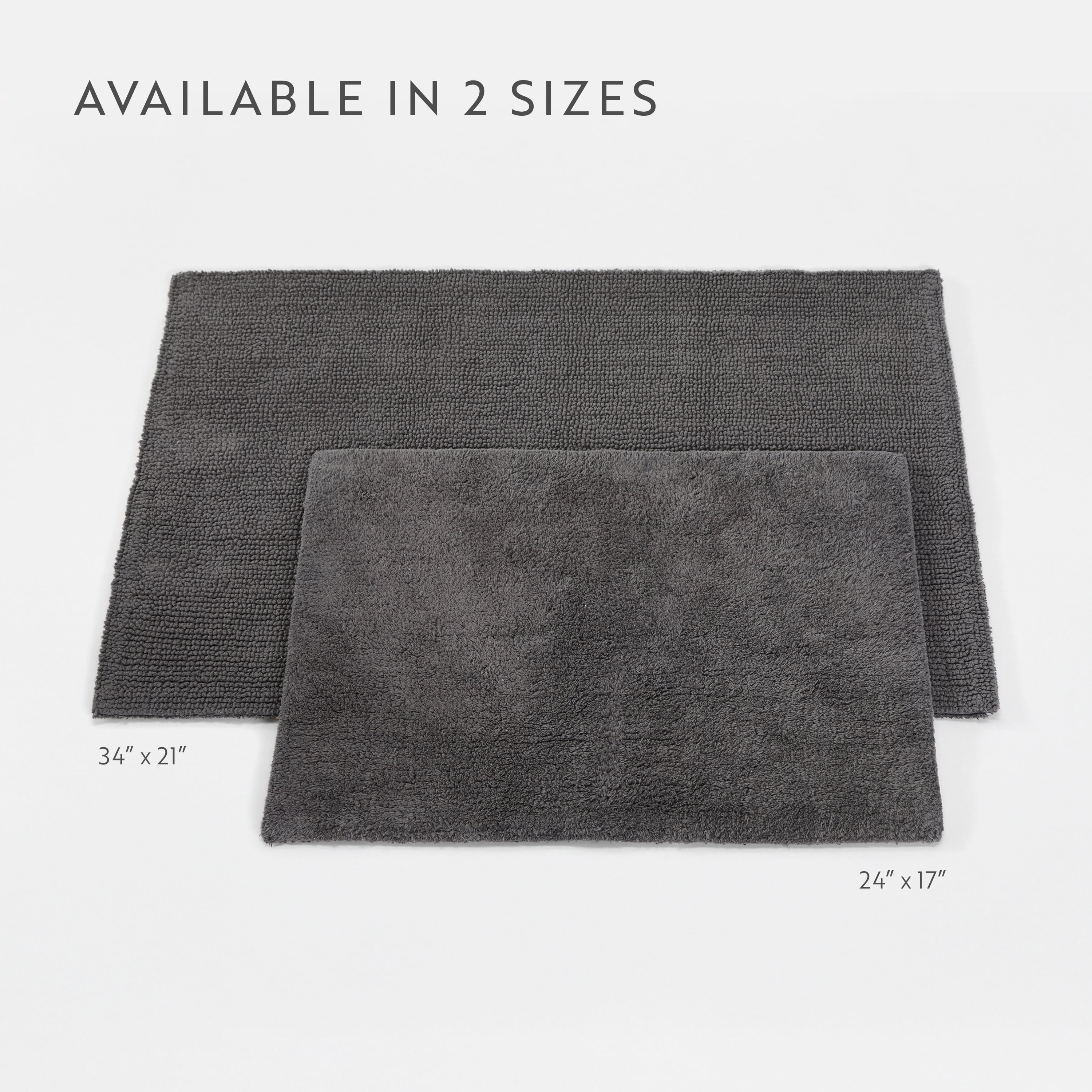 100% Cotton Reversible Solid Bath Mat by Comfort Canopy, Gray, 24" x 17"