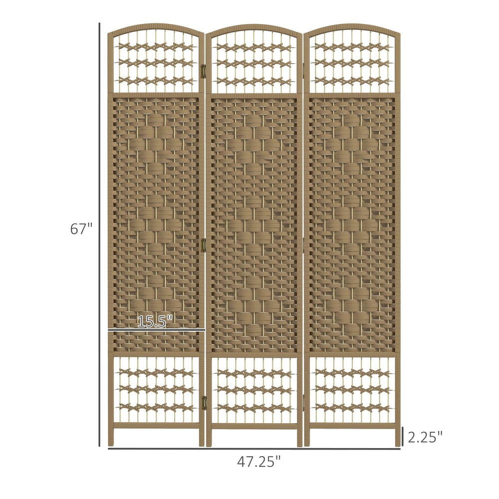 Resenkos 3-Panel Folding Room Divider - Portable Wave Fiber Privacy Screen Partition, for Home Office, Natural