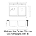 thumbnail image 2 of Sinber 32" Undermount 18 Gauge Double Bowl Satin Finish 304 Stainless Steel Kitchen Sink, 2 of 14