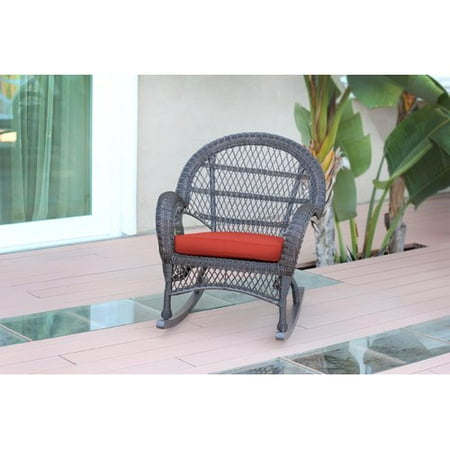 Jeco Inc. Wicker Rocker Chair with Cushions (Set of 4)
