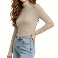 thumbnail image 6 of Jowdiw 2 Pack Women's Turtleneck Long Sleeve Tops Slim Fit Stretch Basic Layering Casual Tops Size S-XXL, 6 of 9