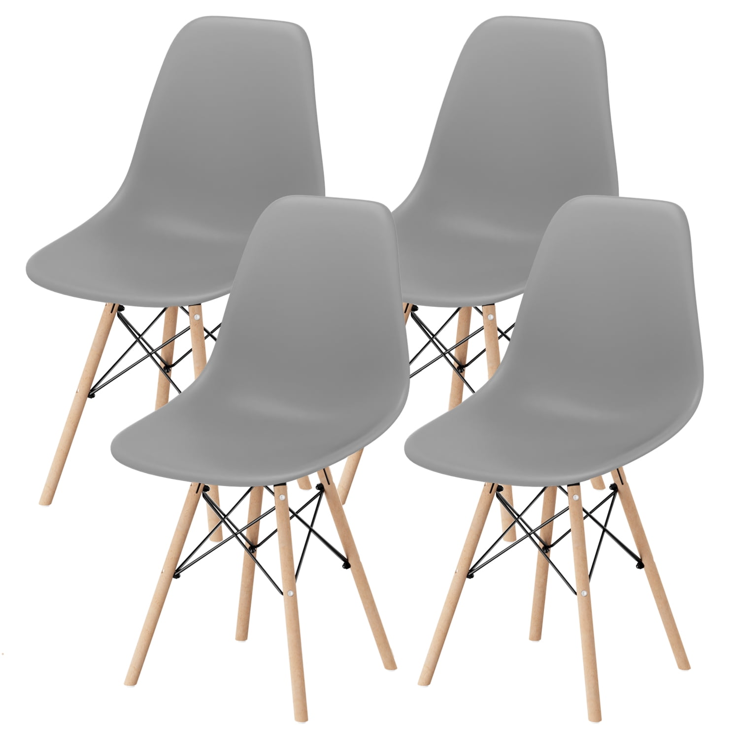 Furmax Modern Dining Chair Set of 4 Mid Century DSW Shell Chair for Kitchen, Dining, Bedroom, Living Room, Gray