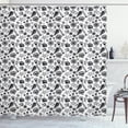 thumbnail image 1 of Shells Shower Curtain, Black and White Design Hand Drawn Hatched Figures of Underwater Habitants, Fabric Bathroom Set with Hooks, 69W X 75L Inches Long, Black and White, by Ambesonne, 1 of 3
