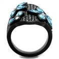 thumbnail image 3 of Womens Black Aquamarine Ring Anillo Para Mujer Stainless Steel Ring with Top Grade Crystal in Sea Blue Lucca, 3 of 4