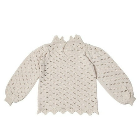 

DancePeanut Baby Sweater Lace Cutout Solid Color Knitwear Spring Long Sleeves Lace Collar Princess Style Kids Clothes Boy Girls Pullover Top