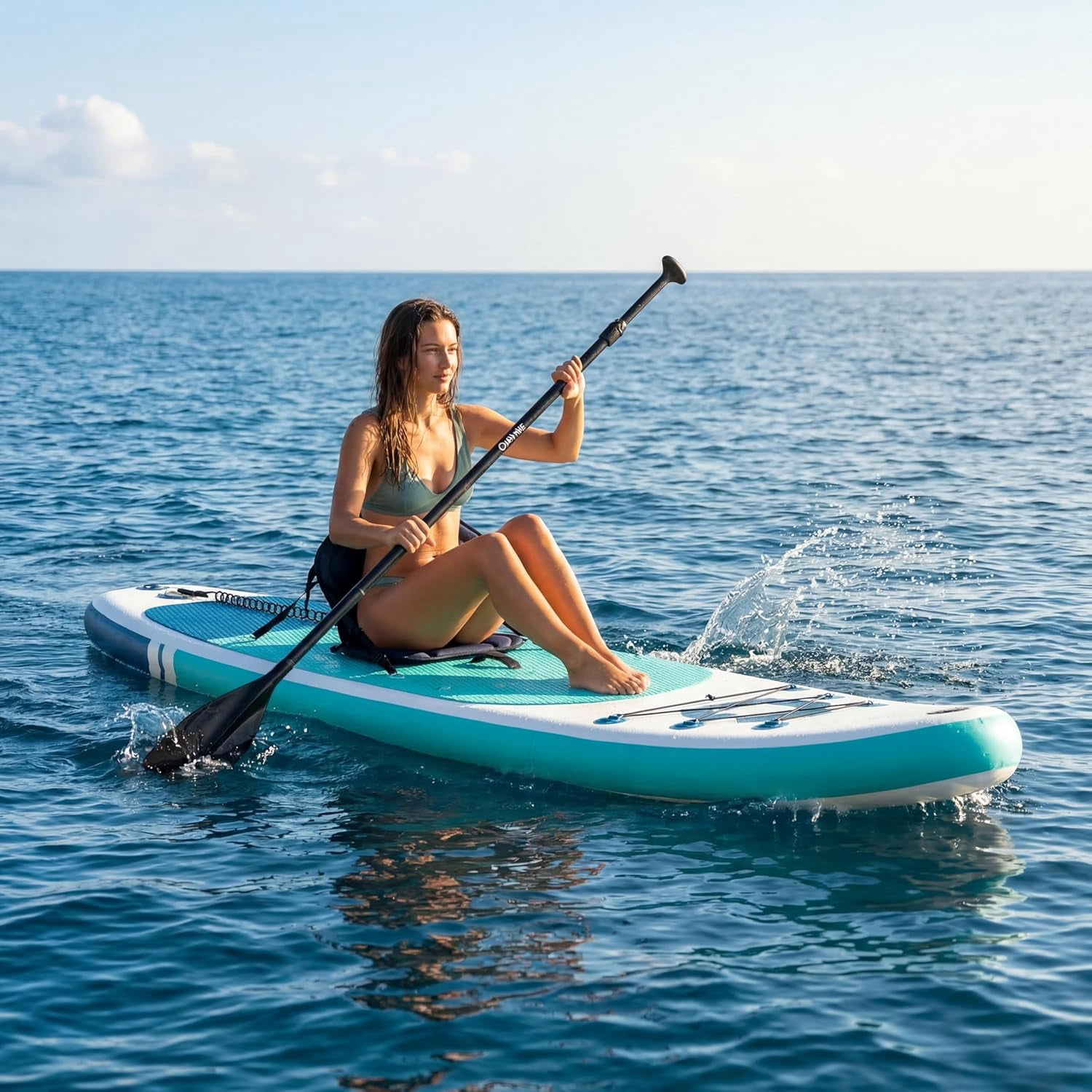2-in-1 Inflatable Stand Up Paddle Board with Premium SUP Paddleboard Accessories, Wide Stable Design,Non-Slip Comfort Deck for Adults & Youth of All Skill Levels Water Sports & Fishing, Blue