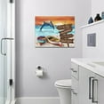 thumbnail image 5 of Beach Wall Art Coastal Dolphin Bathroom Decor Ocean Boat Dolphin Pictures Wall Decor Nautical Canvas Prints Artwork Home Decoration For Bathroom Living Room Bedroom Office Framed 16"x12", 5 of 6