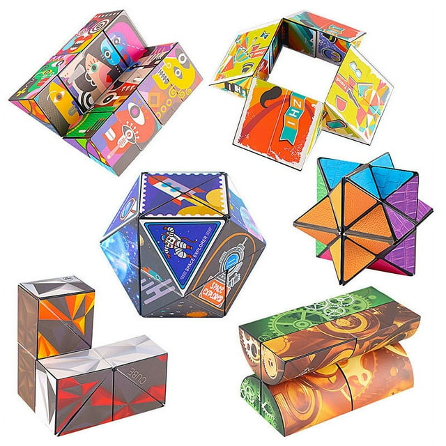 Cubo mágico infinito tridimensional geométrico 3d rompecabezas para niños plegable cubo de Rubik bloques de construcción regla mágica juguete tiembla