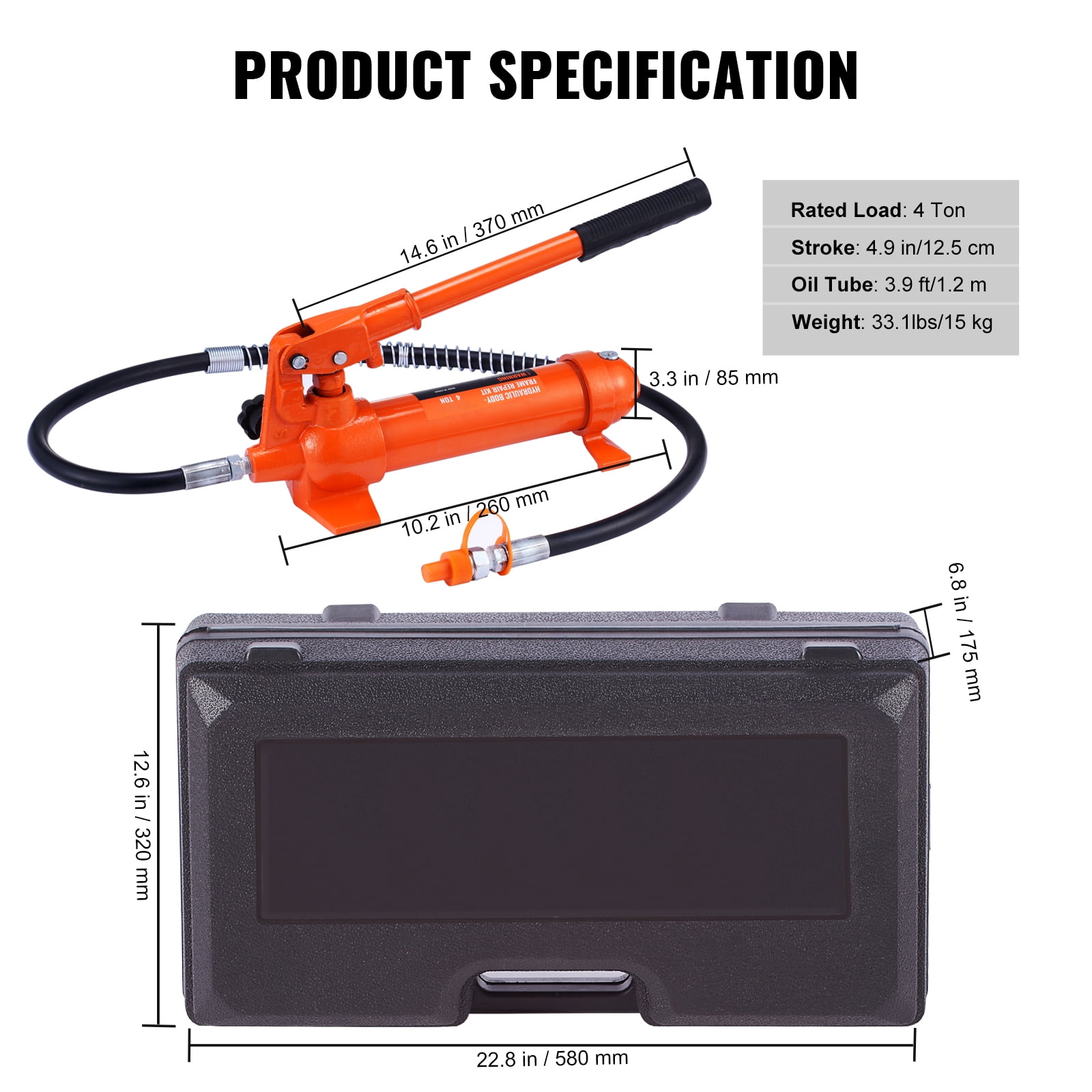 KFFKFF 4 Ton Hydraulic Jack Air Pump Lift Ram Body Frame Porta Power Repair Kits