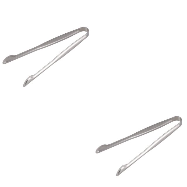 8 pinzas para servir alimentos en miniatura de acero inoxidable de 15 cm, pinzas prácticas para cubitos de hielo, pinzas para pan, suministros para bar en casa (YH52-A, lijado)