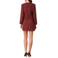 thumbnail image 3 of INSPIRE CHIC Tweed Blazer Set for Women's Elegant Work 2 Piece Blazer Skirt Suits L Dark Red, 3 of 6